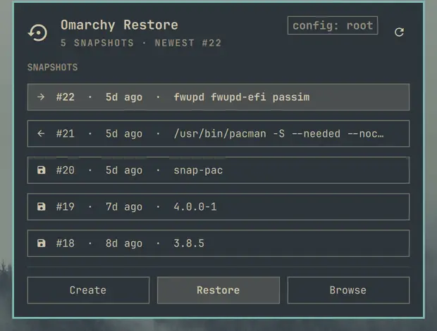 Restore in the Omarchy bar